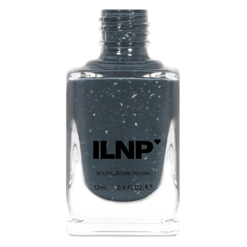 ILNP Thundercloud Dark Grey Flakie Shimmer Nail Polish ILNP